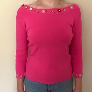 Joseph A. pink embellished sweater